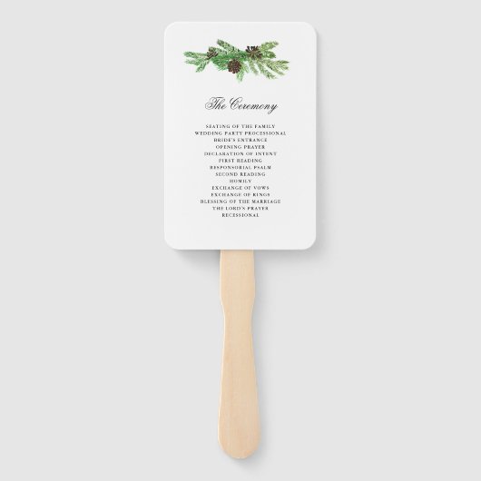 Winter Pines Wedding Programme Handwaaier (Achterkant)