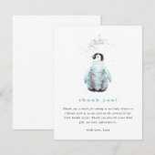 Winter Pinguïn Baby Shower Bedankkaart (Voorkant / Achterkant)