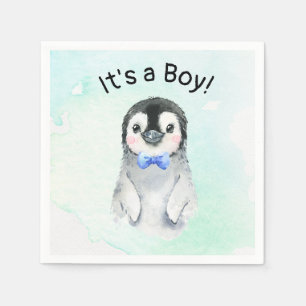 Winter Pinguïn Baby Shower Jongen Servet