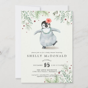 Winter Pinguïn Baby Shower Uitnodiging