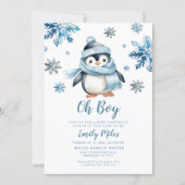 Winter Pinguin Baby shower Uitnodiging (Voorkant)