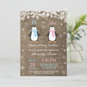 Winter Pinguin Beer Genderonderzoek Uitnodiging (Staand voorkant)