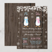 Winter Pinguin Beer Genderonderzoek Uitnodiging (Voorkant / Achterkant)