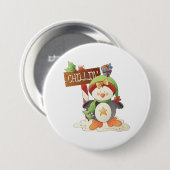 Winter Pinguïn & Bird Chillin Kerstvakantie Ronde Button 7,6 Cm (Voorkant /achterkant)