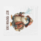Winter Pinguïn Brandweerman Ping Pong Paddle Fleece Deken (Voorkant (Horizontaal))