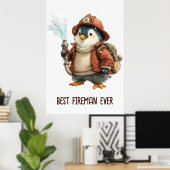 Winter Pinguïn Brandweerman Ping Pong Paddle Poster (Thuiskantoor)