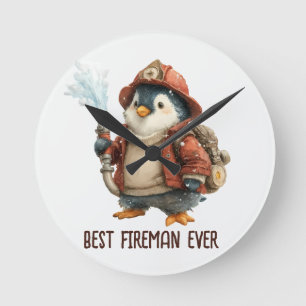 Winter Pinguïn Brandweerman Ping Pong Paddle Ronde Klok