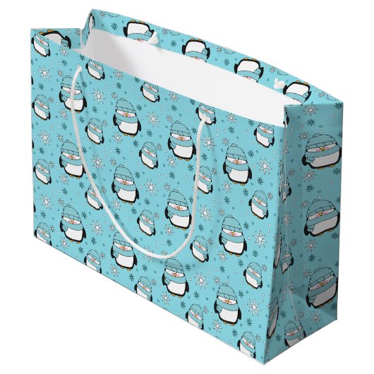 Winter Pinguïn Cadeautas (Groot) (Achterkant Gekanteld)