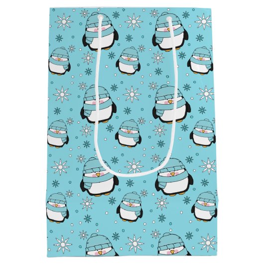 Winter Pinguïn Cadeautas (Middel) (Achterkant)
