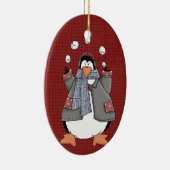 Winter Pinguïn Keramische Kerst Ornament (Rechts)