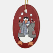 Winter Pinguïn Keramische Kerst Ornament (Links)