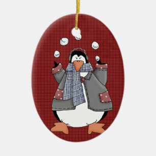 Winter Pinguïn Keramische Kerst Ornament