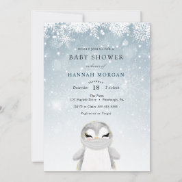 Winter Pinguïn met Masker Baby Shower uitnodiging