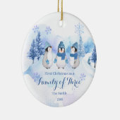 Winter Pinguïn Sneeuw Kerstmis als een familie van Keramisch Ornament (Rechts)