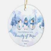 Winter Pinguïn Sneeuw Kerstmis als een familie van Keramisch Ornament (Links)