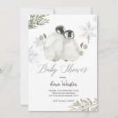 Winter Pinguïn Sneeuwvlok Baby Shower uitnodiging (Voorkant)