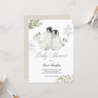 Winter Pinguïn Sneeuwvlok Baby Shower uitnodiging