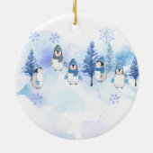 Winter Pinguïn Sneeuwvlokken Kerstmis Familie van Keramisch Ornament (Achterkant)