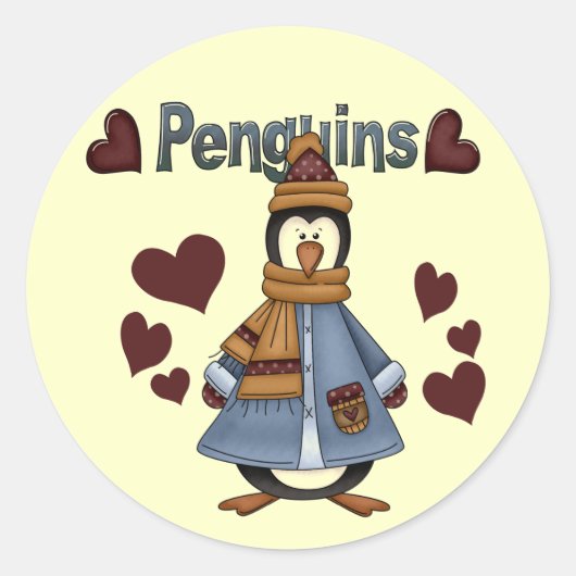 Winter Pinguïn Tshirts en geschenken Ronde Sticker (Voorkant)