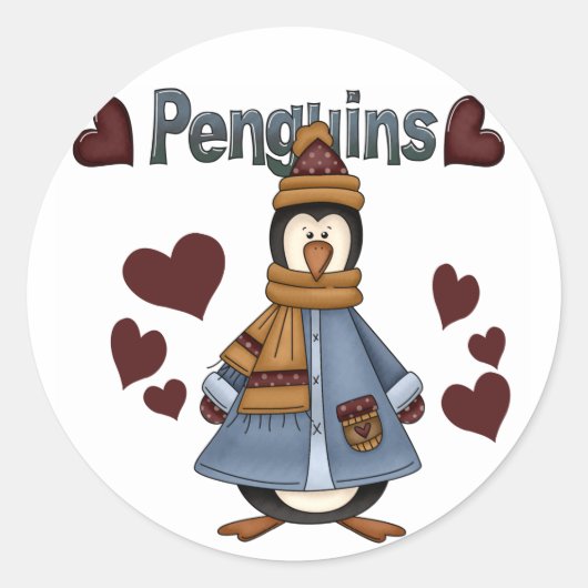 Winter Pinguïn Tshirts en geschenken Ronde Sticker (Voorkant)
