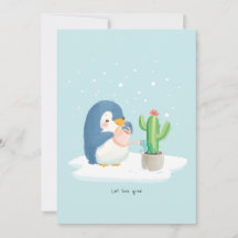 Winter Pinguïn Tuinierder Laat Liefde Groeien