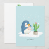 Winter Pinguïn Tuinman Laat Liefde Groeien Bedankkaart (Voorkant / Achterkant)