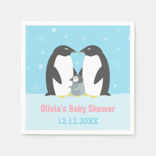Winter Pinguïnfamilie Baby Shower Papieren Servett Servetten
