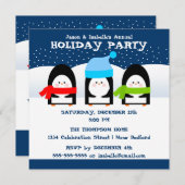 Winter Pinguins Party Invitation Kaart (Voorkant / Achterkant)