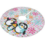 Winter Pinguïns Seizoenen Groeten Boom Rok Kerstboom Rok (Gekanteld)