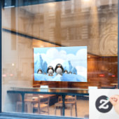 Winter Pinguins Window Cling Raamsticker (Cafe Raam)