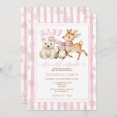 Winter Pink Baby It’s Cold Outside Baby Shower Kaart (Voorkant / Achterkant)