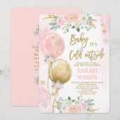 Winter Pink Baby shower Girl Uitnodiging (Voorkant / Achterkant)