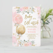 Winter Pink Baby shower Girl Uitnodiging (Staand voorkant)