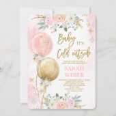 Winter Pink Baby shower Girl Uitnodiging (Voorkant)
