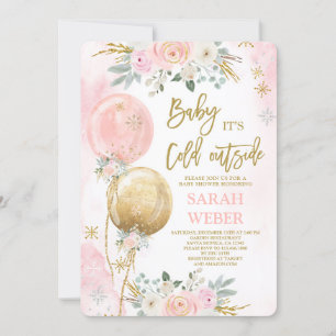 Winter Pink Baby shower Girl Uitnodiging