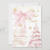 Winter Pink Bow Baby It's Cold Outside Baby Shower Kaart (Voorkant)