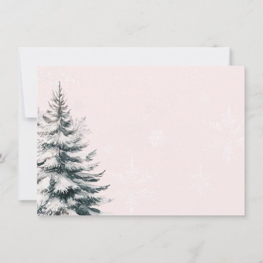 Winter Pink Bow Baby Shower Bedankkaart (Achterkant)