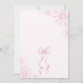 Winter Pink Bow Baby shower Uitnodiging (Achterkant)