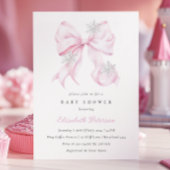 Winter Pink Bow Baby shower Uitnodiging