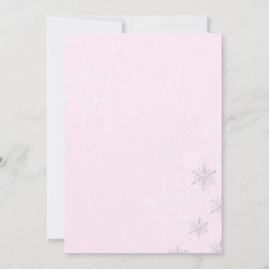 Winter Pink Bow Baby shower Uitnodiging (Achterkant)