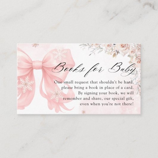 Winter Pink Bow Boeken voor Baby Informatiekaartje (Voorkant)