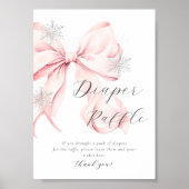 Winter Pink Bow Diaper Raffle Table Sign Poster (Voorkant)