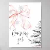 Winter Pink Bow Guess How many Table Sign Poster (Voorkant)