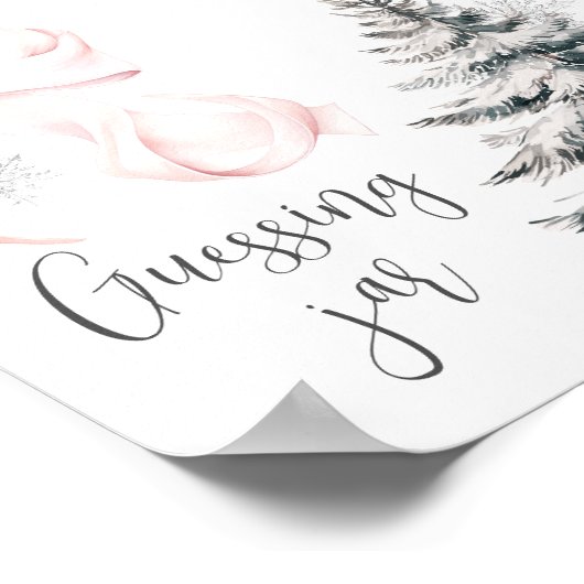 Winter Pink Bow Guess How many Table Sign Poster (Hoek)