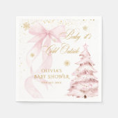 Winter Pink Bow It's Cold Outside Baby Shower Servet (Voorkant)