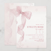 Winter Pink Bow Snowflake 16th Birthday Party Kaart (Voorkant / Achterkant)