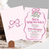 Winter Pink Bow Tying The Knot Vrijgezellenfeest Kaart