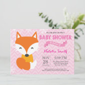 Winter Pink Fox Girl Baby shower Kaart (Staand voorkant)