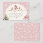 Winter Pink Girl Baby Shower Books For Baby Card Informatiekaartje (Voorkant / Achterkant)