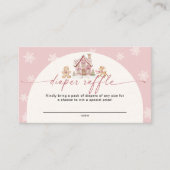 Winter Pink Girl Baby Shower Diaper Raffle Card Informatiekaartje (Voorkant)